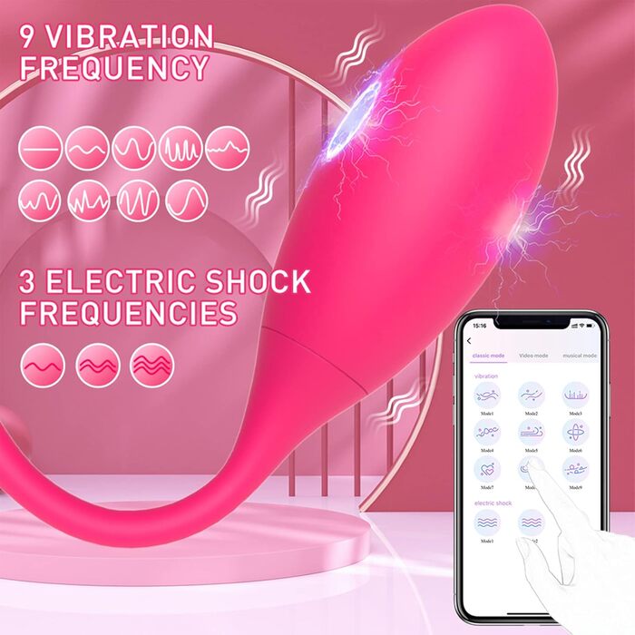 Вібратор для чоловіків та жінок з керуванням через додаток, стимулятор простати, силікон, 3 режими струму та 10 вібраційних режимів