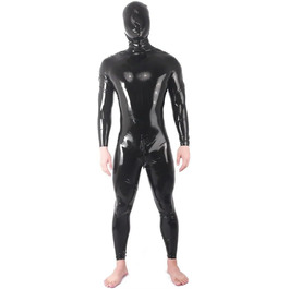 Комбінезон з латексу GAYLOP для чоловіків, чорний, S-XXL, 0.4 мм, спортивний, з капюшоном