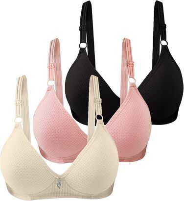 3 шт. Комплект жіночих бюстгальтерів без кісточок Push Up від CSWH: бежевий, рожевий, чорний. Ідеально для йоги, фітнесу та повсякденного носіння. Розмір 90B