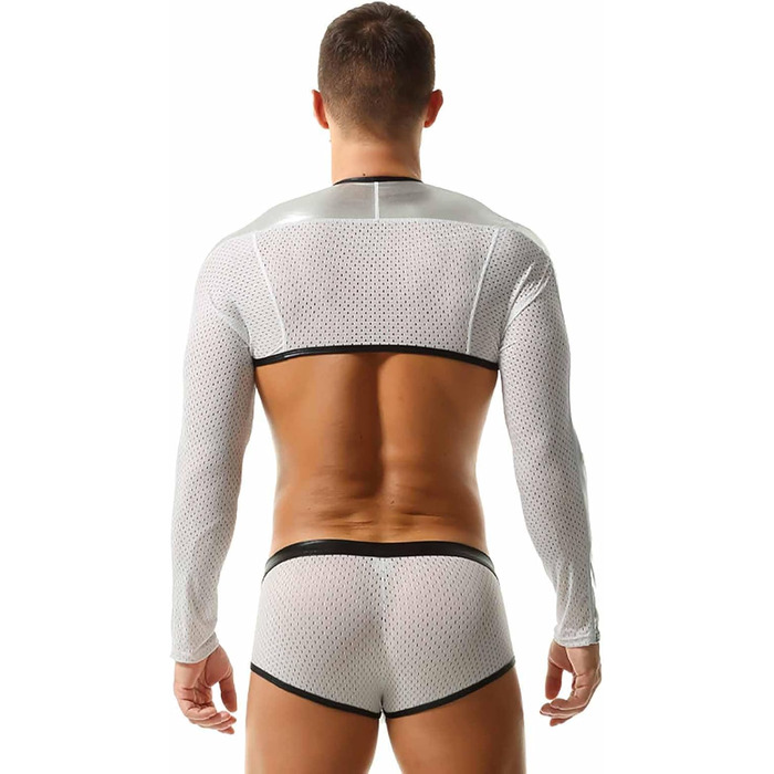 Боді для чоловіків RZYMJ: обтягуючі боксери, комбінезон, спортивний костюм, дихаючий, білий (L)
