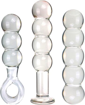 Скляний дилда Soarvlorfy 50 мм з 4 перлами для масажу G-точки та анусу - анальні кульки, масаж простати, секс-іграшки для жінок