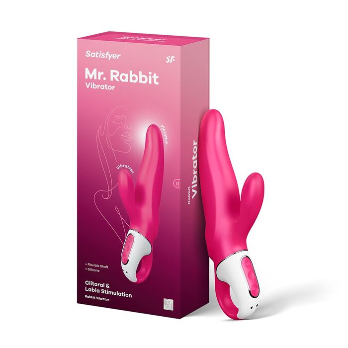Вібратор Satisfyer Mr. Rabbit для стимуляції точки G та клітора, 12 режимів вібрації, водонепроникний (IPX7), зарядний