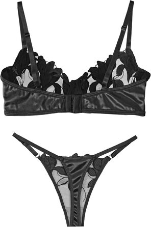 Panegy: Комплект бюстгальтера та трусиків Push-Up з вишивкою, білий (чорний, XL)