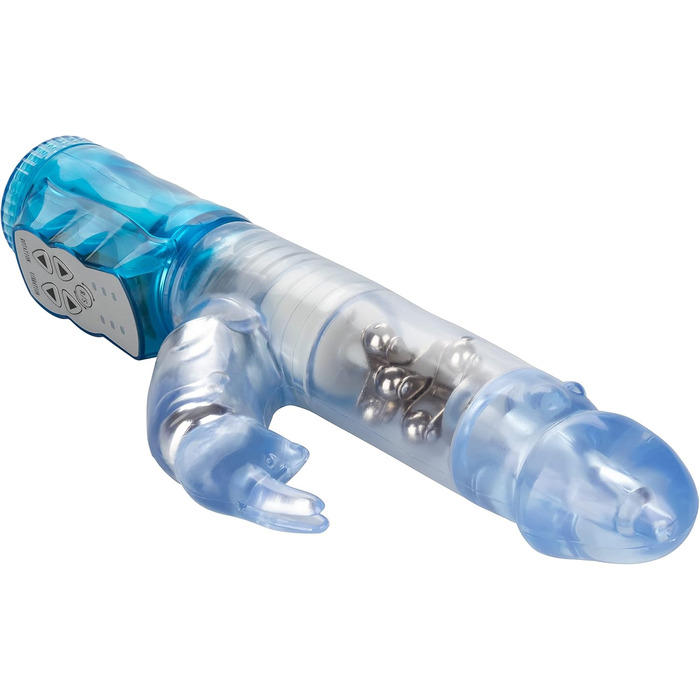 Вібратор Jack Rabbit з стимуляцією клітора, водонепроникний, блакитні плаваючі перлини