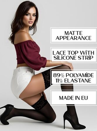 Чорні панчохи до стегон Mila Marutti для жінок, розмір M-L, виготовлено в ЄС