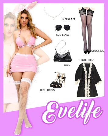 EVELIFE Сексуальний костюм кролика з екошкіри для жінок. Сексуальна спідниця, костюм для вечірок, клубів, фестивалів. Рожевий колір