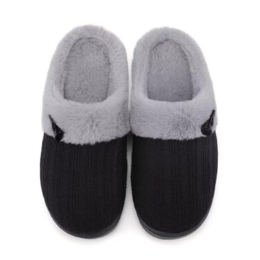 Жіночі зимові капці NineCiFun з плюшу та ефектом пам'яті (Memory Foam), протиковзкі, чорні, розмір 38/39 EU