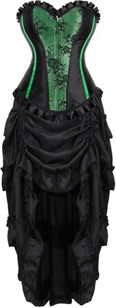 Корсетне плаття Ютрісуйо: готичний корсет, корсаж, сукня з шнурівкою (зелений, XXS)