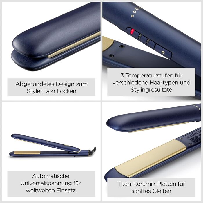 Випрямляч для волосся BaByliss Midnight Luxe 2516PE з титаново-керамічним покриттям, 3 режими температури до 235°C, швидкий нагрів