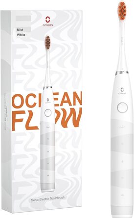 Електрична сонічна зубна щітка Oclean Flow Gift Set, біла: 5 режимів, 180 днів автономної роботи, водонепроникність IPX7, набір з 6 насадок та дорожнім футляром