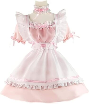 Костюм французької служниці Аніме: комплект для косплею, рожевий, розмір M