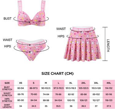 Комплект білизни LittleForBig: міні-спідниця з високою талією, бра та трусики, 3 шт. Розміри plus size, спортивний бра, рожевий, 3XL