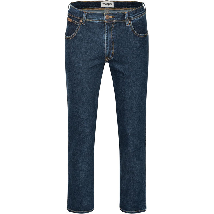 Чоловічі стрейч-джинси Wrangler Texas Regular Fit Authentic Straight, колір Darkstone, з коричневим ременем (46W / 30L)