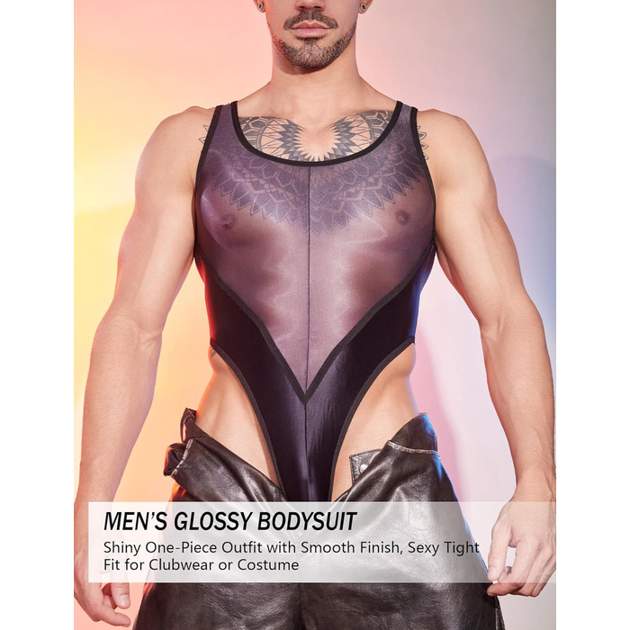 Боді для чоловіків AIEOE: сексуальний, прозорий боді, топ-майка, без рукавів, чорний