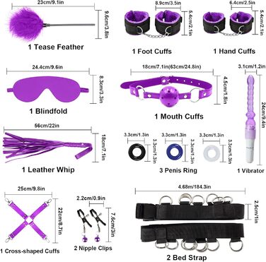 Набір для БДСМ: 14 елементів (кайдани, маска для очей, вібратор, кільця для пеніса). Іграшки для дорослих для жінок, чоловіків, пар.