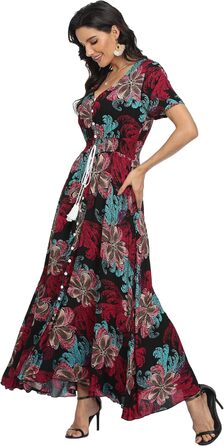 Сукня максі А-силуету VintageClothing жіноча чорно-квіткова (S)