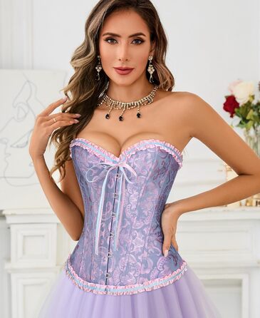 Корсет-бюстгальтер XZQTIVE для жінок, готичний корсаж з мереживом, синій та рожевий (XL)