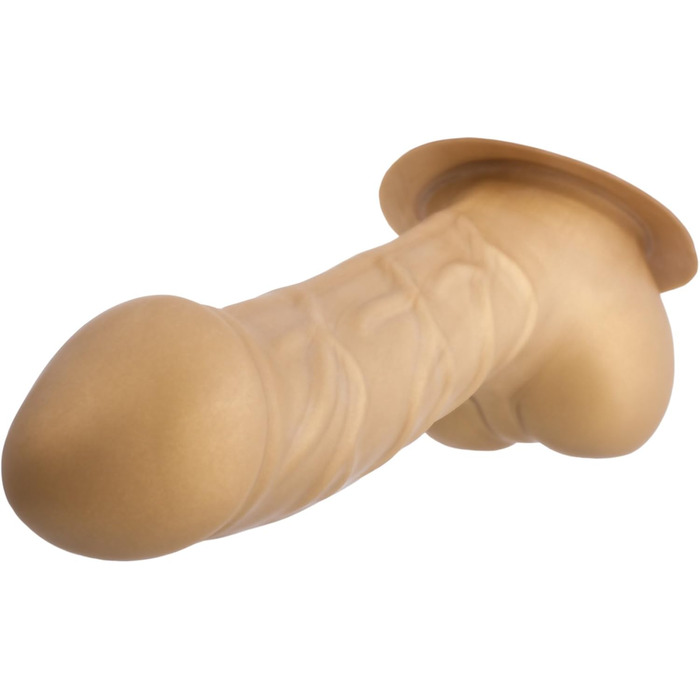 Латексний пеніс-чохол Carlos Schaftlänge 15см, золото, з основою для прикріплення до латексу - реалістичний пеніс-сleeve з великим мошонкою та виразною головкою. Зроблено в Німеччині.