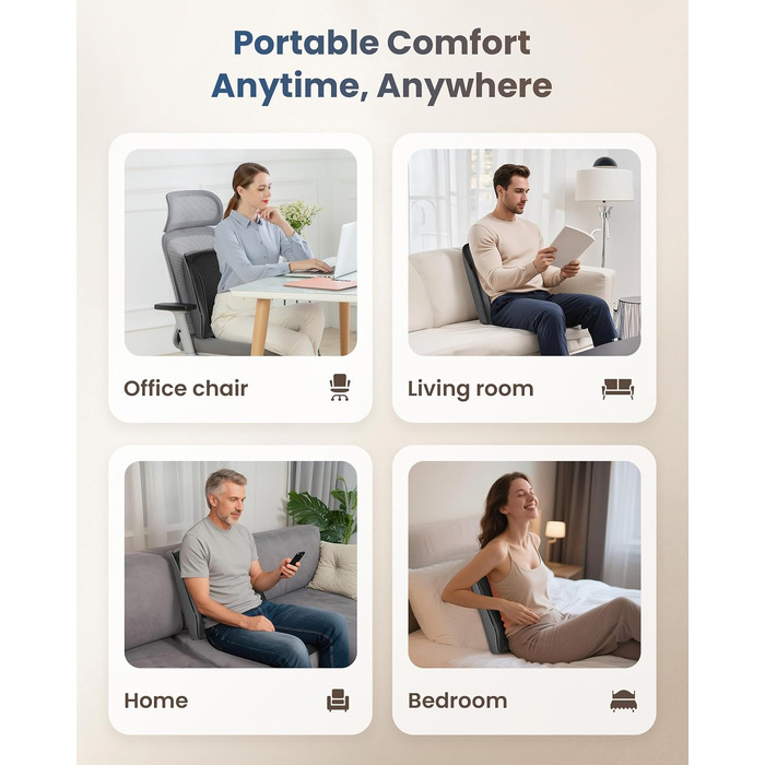 Масажер для шиї та спини COMFIER: Shiatsu 4D розминаючий масажер з підігрівом для ніг та м'язів, чорний