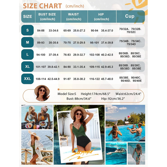 Спортивний купальник для жінок з ефектом корекції фігури, великі розміри, Push Up, висока талія, з чашками, Bademode, зелений та чорний, XXL