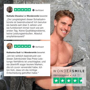 Електрична зубна щітка WonderSmile Schallzahnbürste Pro IPX8, 4 програми, з зарядним пристроєм та смарт-насадкою, біла