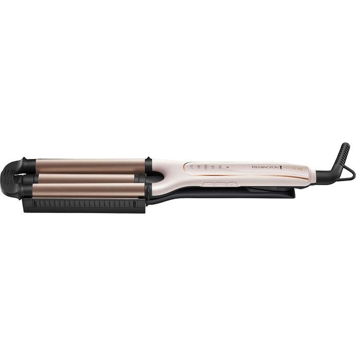 Мультистайлер 4-в-1 Remington ProLuxe CI91AW для завивки та гофре: плойка для пляжних та природних хвиль, цифровий дисплей, регулювання температури до 210°C, колір Біла троянда