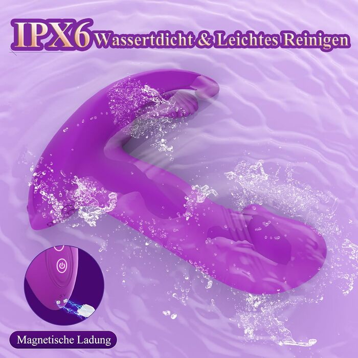 Інтимні іграшки для пар EAWESION: вібратор-масажер, анальний плагін, стимулятор G-точки, 9 режимів, фіолетовий