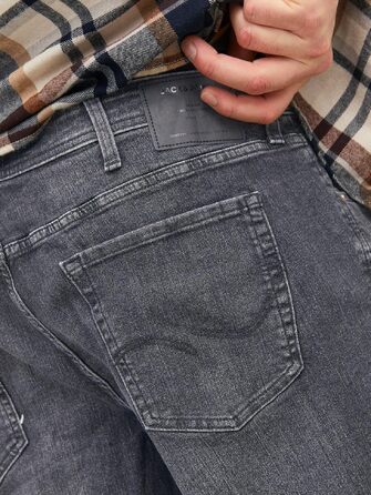 Чоловічі джинси Jack & Jones JJIMIKE Tapered Fit (завужені), великий розмір, чорний денім, 42W / 32L