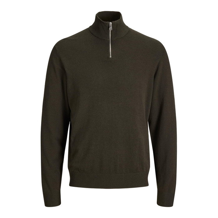 Чоловічий в'язаний кардиган Jack & Jones з чверть-застібкою на блискавці, однотонний (Розмір: L, Колір: Rosin)