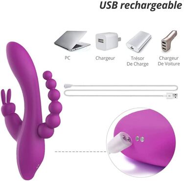 Вібратор для жінок та пар Sxovo 3 в 1: G-точка, клітора та анус. 7 режимів, силікон, водонепроникний