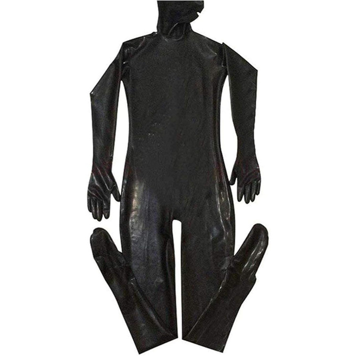 Чоловічий костюм для ролевих ігор з шкіри, чорний, з відкритим носом. Костюм для ролевих ігор, скін-сьют, для чоловіків.