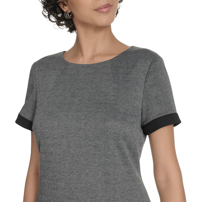 Сукня Tommy Hilfiger жіноча коротка рукав Scuba Crepe Trim Shift 40 Чорна/Сіра