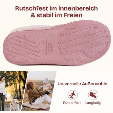 Жіночі зимові капці EverFoams з ефектом пам'яті (Memory Foam), теплі плюшеві та протиковзкі, колір Rose, розмір 40/41 EU