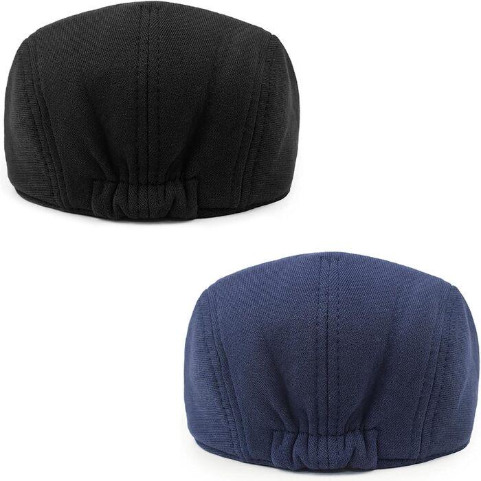 Набір з 2 чоловічих кепок-восьмиклинки в стилі Гетсбі (Newsboy Cap), класичний берет Ivy Irish (чорний та темно-синій)