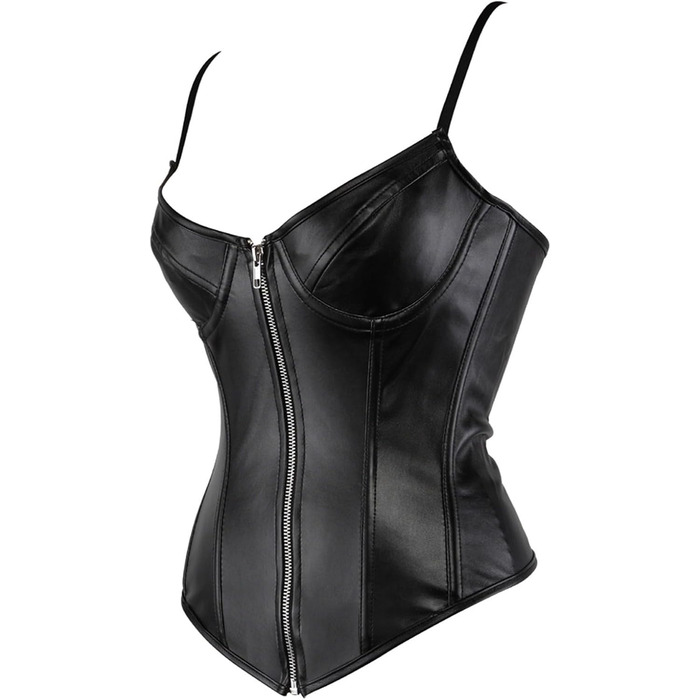 Корсет Daen Korsett Große Größen: Сатиновий корсет з квітковим принтом, великі розміри, топ-корсет, вінтажний стиль (чорний, L)