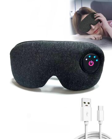 Електрична зігріваюча маска для очей від втоми та сухості, USB-аккумулятор, 3 режими температури, мийний чохол (Чорна)