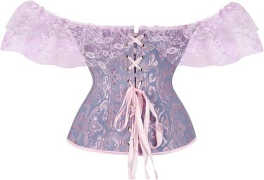 Жіноче корсетне бюстгальтер з шнурівкою, квітковий принт, вінтажний стиль, XL, фіолетовий