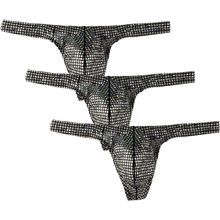 Танга чоловічі Detwen, мереживо, 3 шт. (XL, чорний)