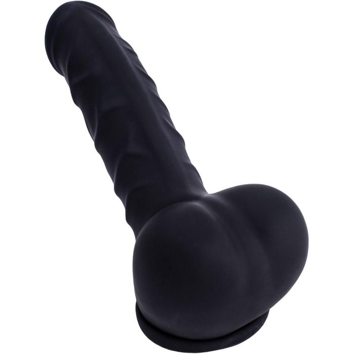 Чохол для статевого члена з латексу, чорний, 15 см - з великим мошонкою та вираженою головкою, MADE IN GERMANY