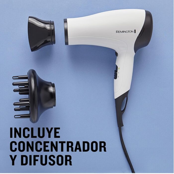 Фен для волосся Remington Power Volume D3015 з іонізацією, 2000 Вт, компактний, з дифузором та концентратором