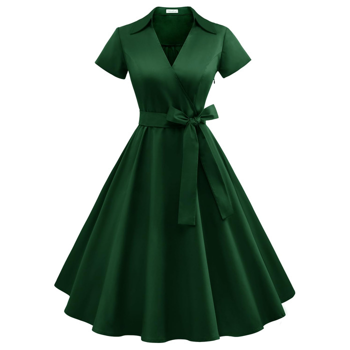 Сукня Rockabilly жіноча темно-зелена, V-подібний виріз, міді, коктейльна/вечірня для весілля, розмір XXL