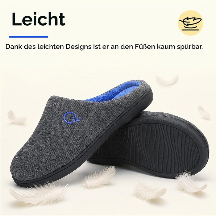 Зимові теплі капці Mishansha унісекс з ефектом пам'яті (Memory Foam) для дому та вулиці, сіро-блакитні, розмір 44/45 EU