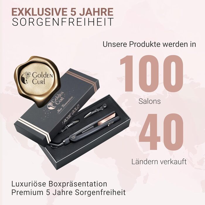 Випрямляч та плойка для волосся 2 в 1 для гладкого волосся та локонів, Rose Gold (31x3 см)