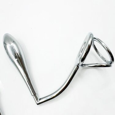 Анальний гачок ScreaAss з кільцем для пеніса, кільцем для яєчок та 4 анальними пробірками, набором для BDSM, металевий, срібний, 50 мм