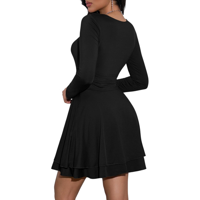 Чорне міні-плаття Cicy Bell з квадратним вирізом та рюшами, XXL