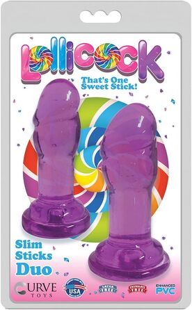 Дилдо Lollicock Slim Stick Duo з присосками - фіолетовий