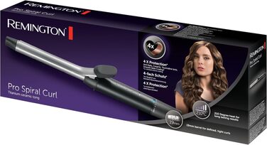 Поворотний плойка-керлер для волосся Remington Pro Spiral Curl CI5519 (19 мм) з керамічним турмаліновим покриттям, цифровим дисплеєм до 210°C та затискачем для створення вузьких та чітких кучерів