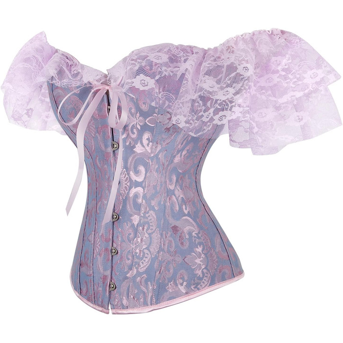 Жіноче корсетне бюстгальтер з шнурівкою, квітковий принт, вінтажний стиль, XL, фіолетовий