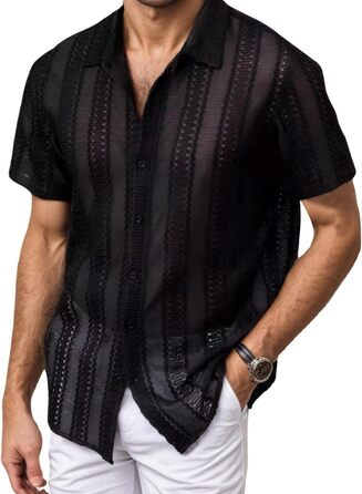 Чоловіча сорочка поло з мереживом AIEOE, колір чорний, розмір XL