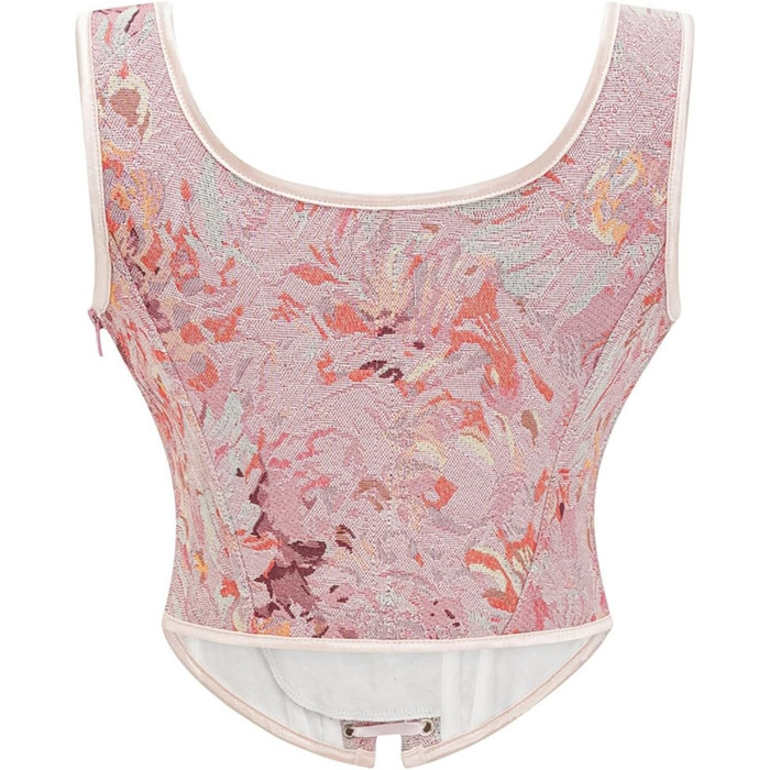 Жіноче корсетне бюстєль у стилі вінтаж з кісточками, великий розмір, брокат, сатин, квітка, талія, корсет, бюстєль, 110-lisddf-a-рожевий S